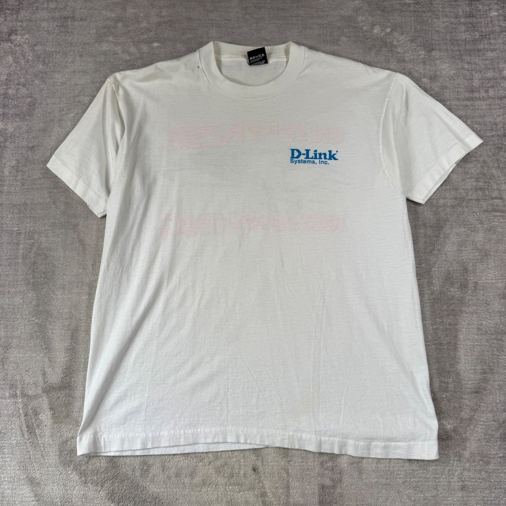 D Link Systems Shirt Mens XL White Tech Vintage 90s Enterprise Networking Tee